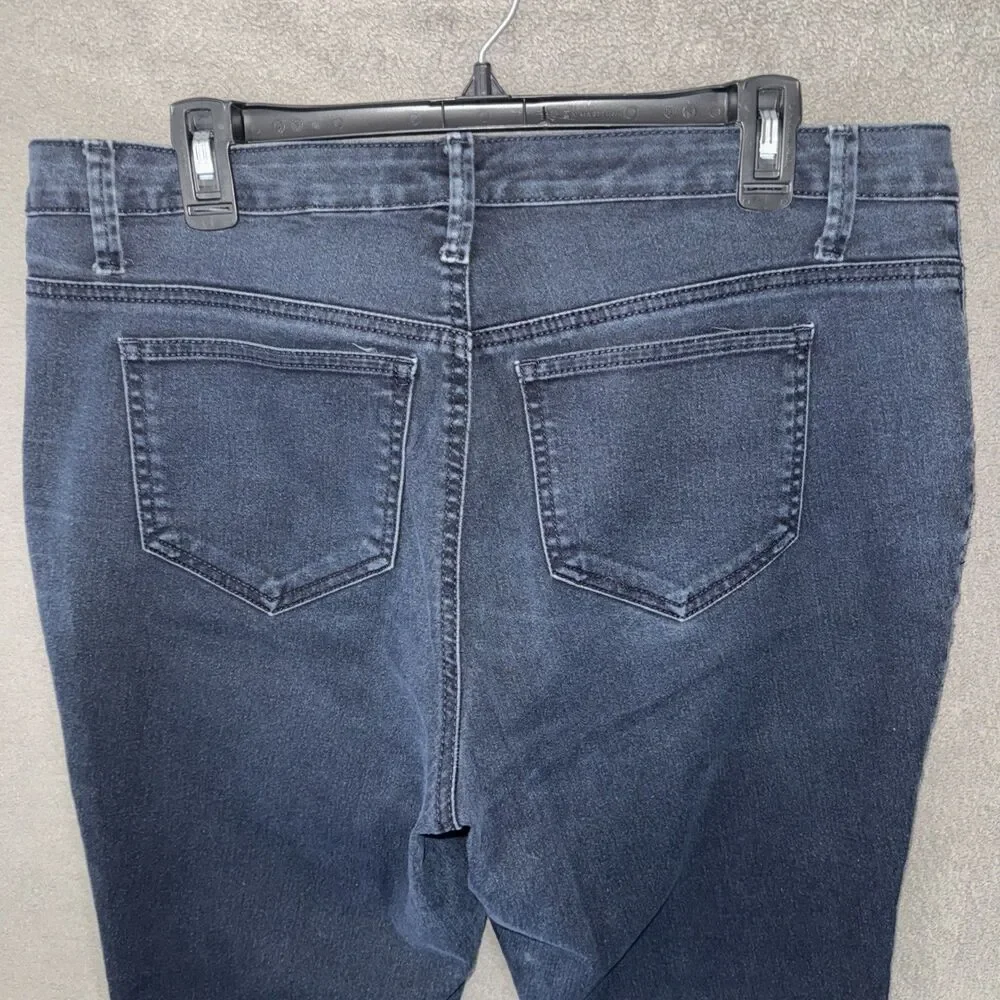 Nine West Jeans Cigarette Skinny Leg 14W Fits 34x29 Dark Blue Denim Plus Size